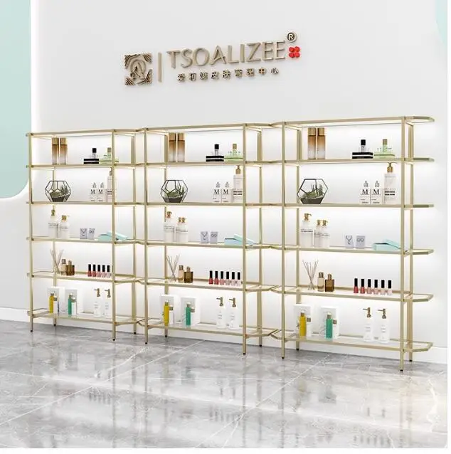 

Cosmetics display cabinet Product display rack Glass nail salon cabinet Multi-layer shelving landed