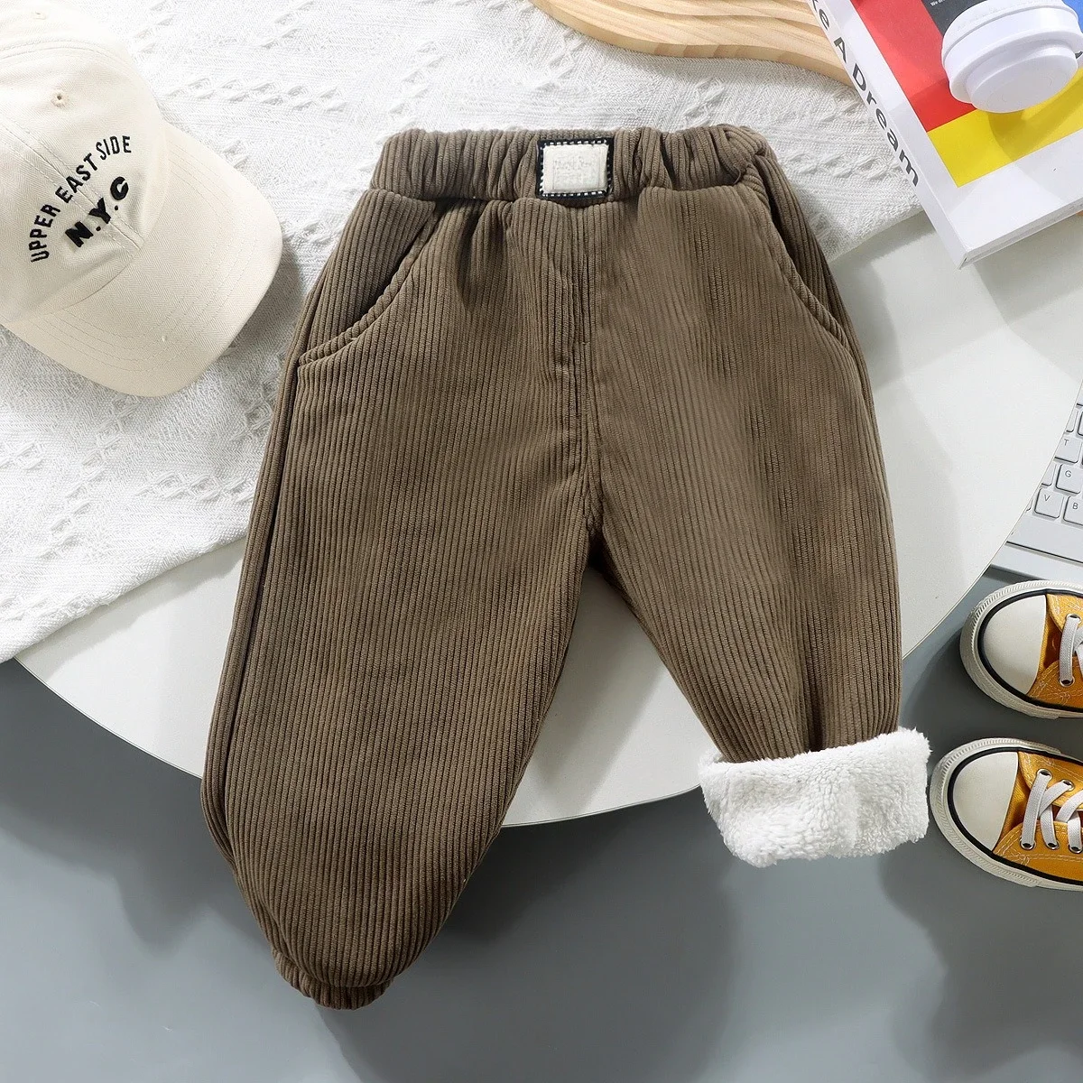 Korean Style Kids' Plush Pants Autumn/Winter Outerwear for Small/Medium Children Cozy & Warm Kids Clothes