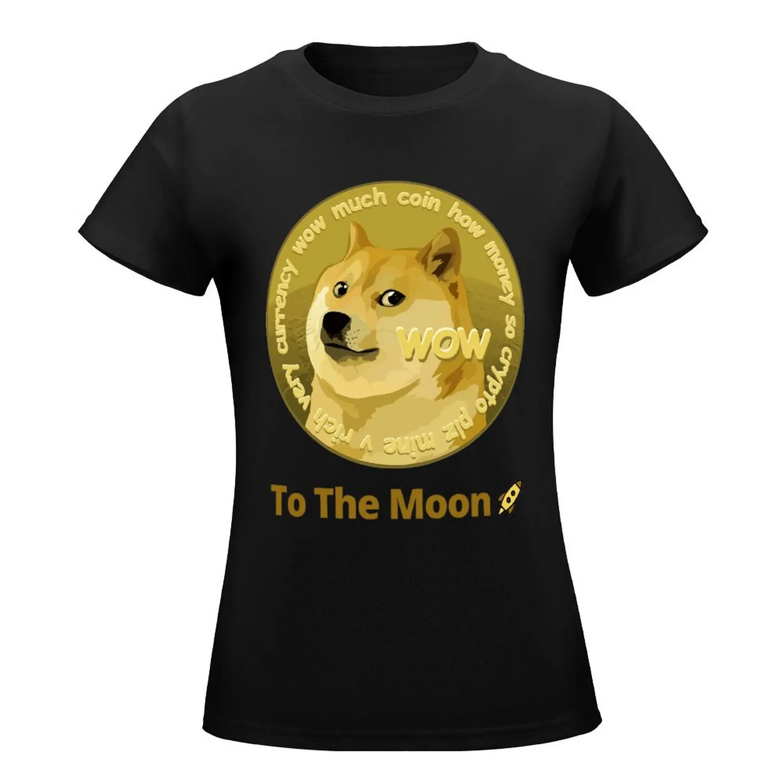 Dogecoin To The Moon For Sale T-shirts Funny Graphic T-shirt Harajuku  Move  Sarcastic Leisure
