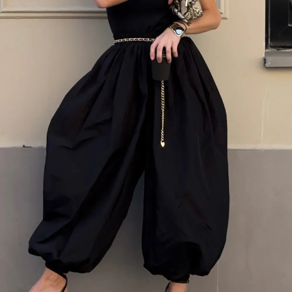

Fashion Hip-hop Casual Harem Pants Spring and Autumn Women Street Dance Personal Y2k Balloon Puffy Sensory Cotton Elastic Pants