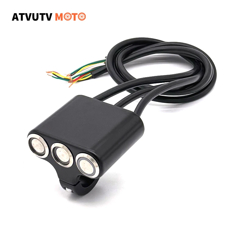 22mm Motorrad Schalter Mit LED Lenker Halterung Wasserdichte Schalter EIN-AUS Selbst-Rückkehr Tasten Für Scheinwerfer Horn Aluminium legierung
