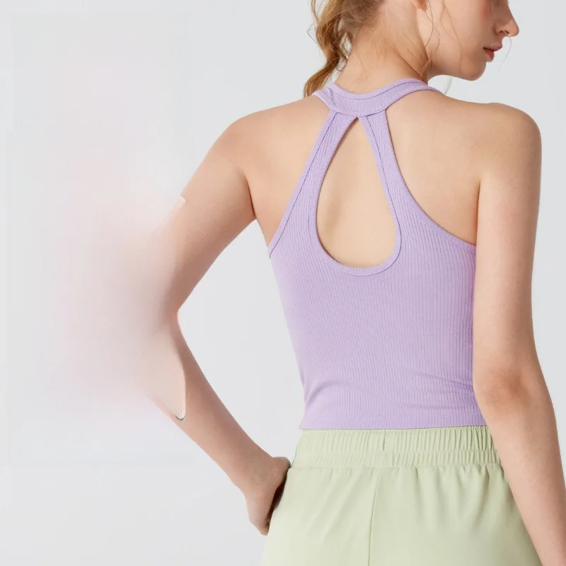 سترة يوجا رياضية للياقة البدنية ملابس داخلية مجوفة جمال الظهر ضلع فرنسي للجري ملابس خارجية مع وسادة صدر #1