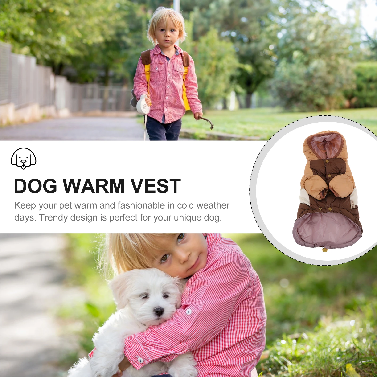 

1pc Coffee Color Down Cotton Vest Dog Warm Vest Pet Clothes Winter Puppy Outfit