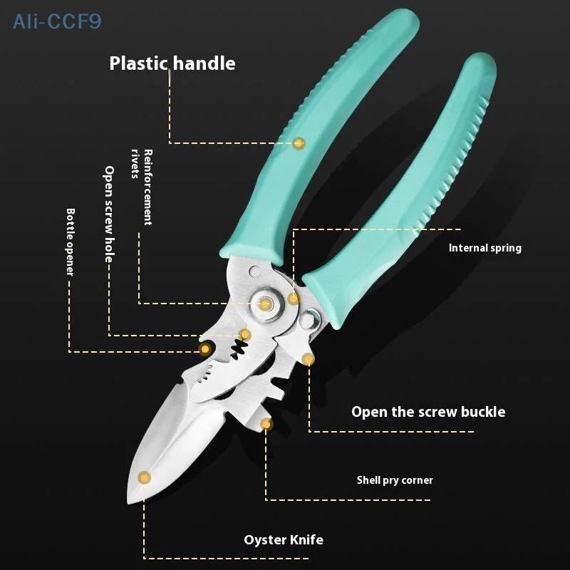 

Stainless Steel Multifunctional Open Oyster Open Mussel Clipper Shell Clam Clip Kitchen Special Tools