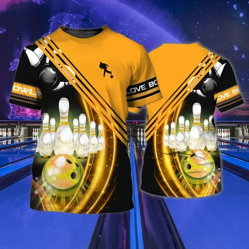 

Summer Funny Bowling Sports T-shirts 3D Printed Men's Clothing Fashion Male Female Bowling Enthusiasts Uniforms O-Neck Tees Tops