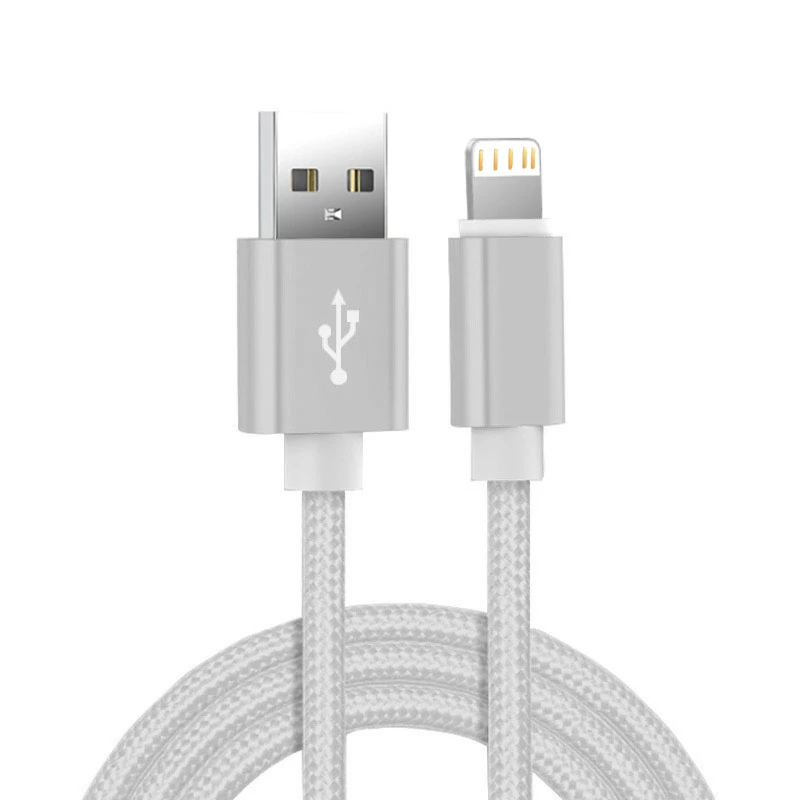 Metal Nylon Braided USB Charger Cable for iPhone 14 8 7 6S Plus X XR XS 11 12 13 Pro Max iPad 9 Fast Charging Data Cord 1m 2m 3m