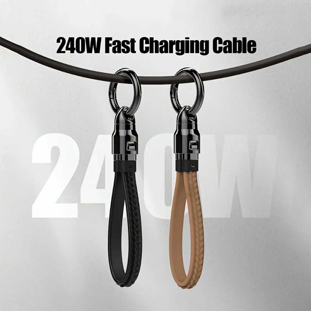 240W USB C to Type C Keychain Fast Charging Cable 0.22M Short Portable Data Cord USB C for iPhone 18 17 16 Pro Max Samsung OPPO