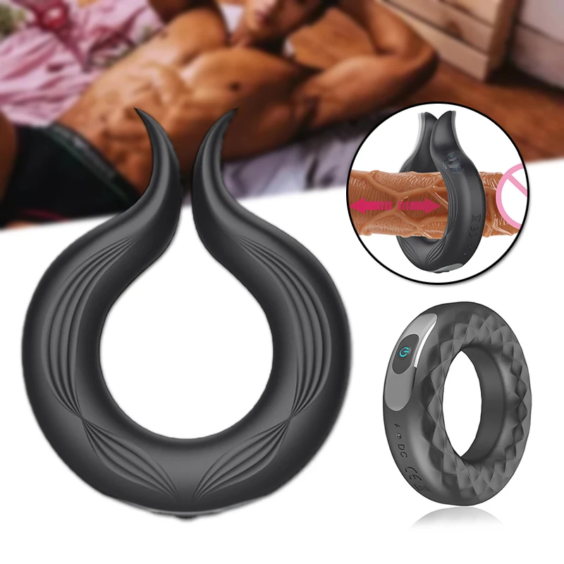 USB Charging Silicone Vibration Penis Ring Men Penis Lock Ring Electric cock ring Vibrator Dick Lock Ejaculate Delay Toys