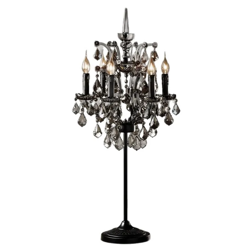 American country crystal table lamp, coffee table, living room study decorative lamp, retro white French candle wrought iron