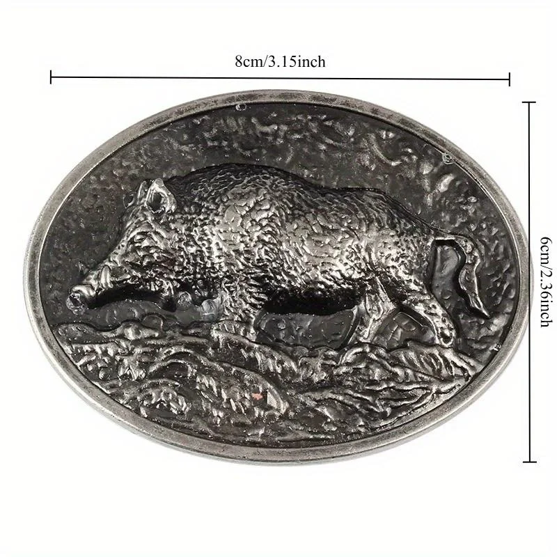 1/2 Buah Gesper Sabuk Babi Hutan Ukiran Logam Mode Keren Logo Pria Aksesori Babi Cocok 38-40Mm Sabuk Hadiah Pria Terbaik Tahan Lama Bergaya