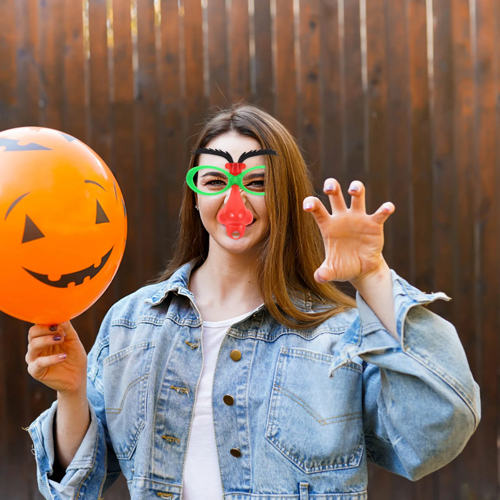 

6pcs Funny Nose Glasses Fake Eyebrow Sunglasses With Whistle Party Props Disguise Costume Accessory For Carnival Halloween