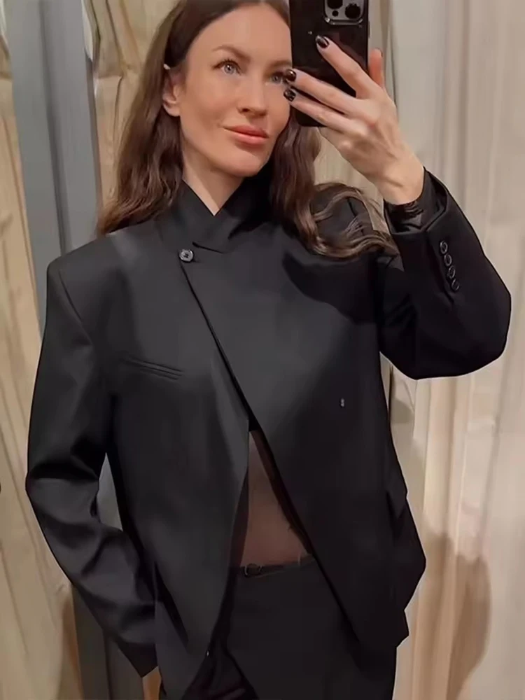 Chaqueta Blazer para mujer, primavera 2026, manga larga, cuello levantado, abrigo, moda informal para ir al trabajo, nuevo en prendas de vestir exteriores ﻿