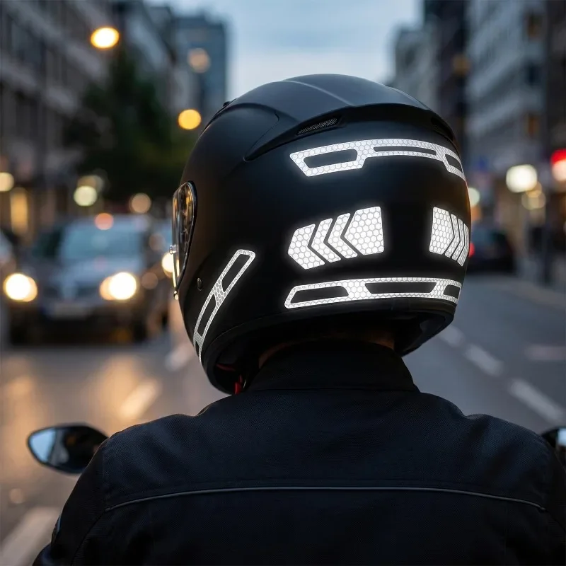 Motorcycle Helmet Warning Reflective Stickers Night Safety Driving Accessories Fluorescent Decorative Sticker Decal 2-10Sets