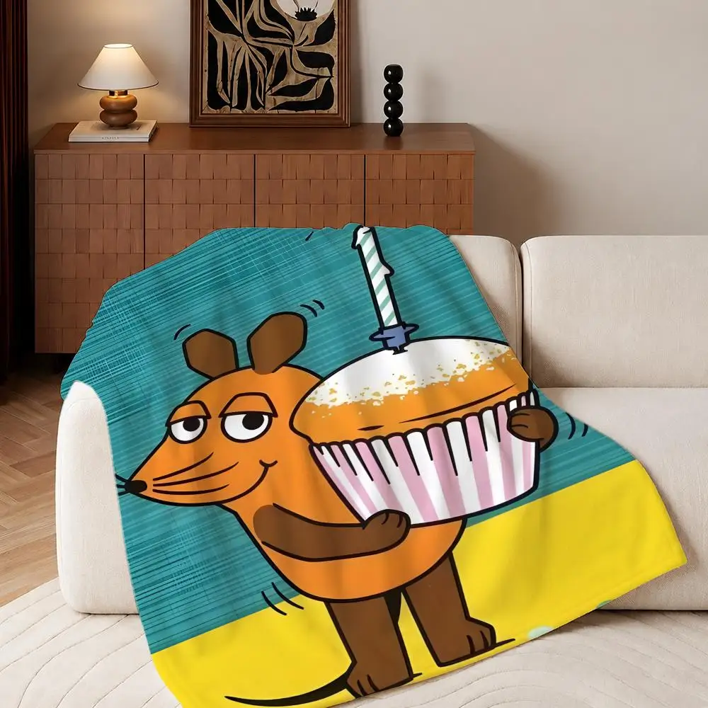 Anime Die Sendung mit der Maus Throw Plush Flannel Throw Blanket, Sofa Bed Travel Picnic Home Textile Decor