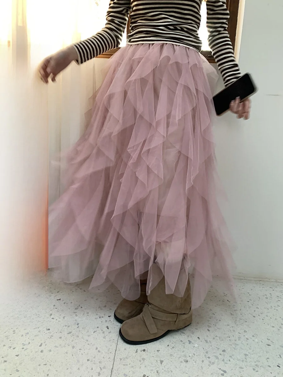 

Sinbounboun Mid-Length Asymmetrical Skirt Elastic Waist Cotton Blend Ci Commute Sle Full Skirt Layers of Tulle Skirt
