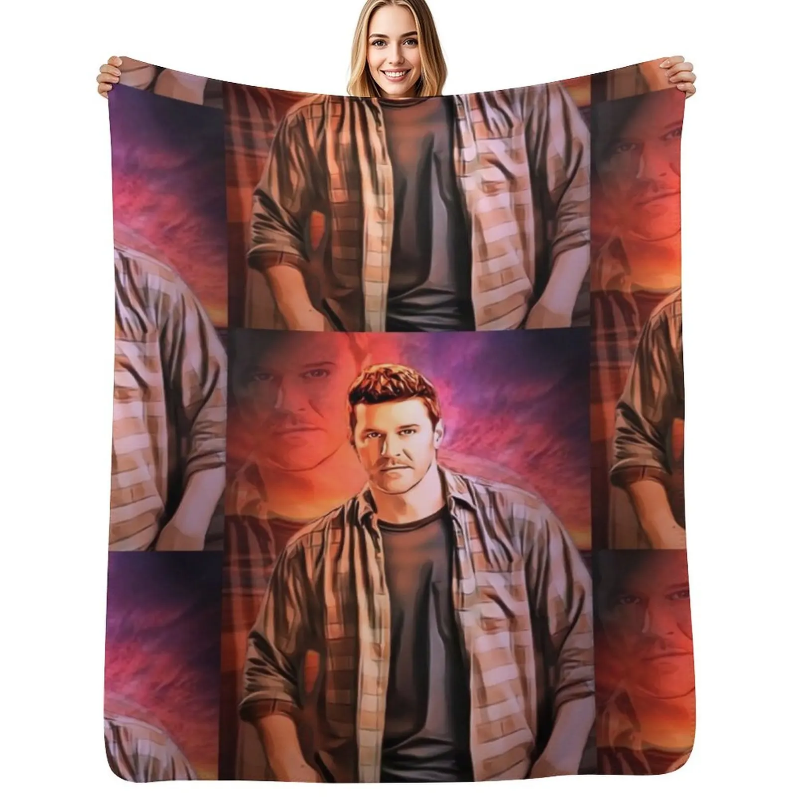 David Boreanaz Throw Blanket Anti Shedding Soft Fuzzy Blanket for Home