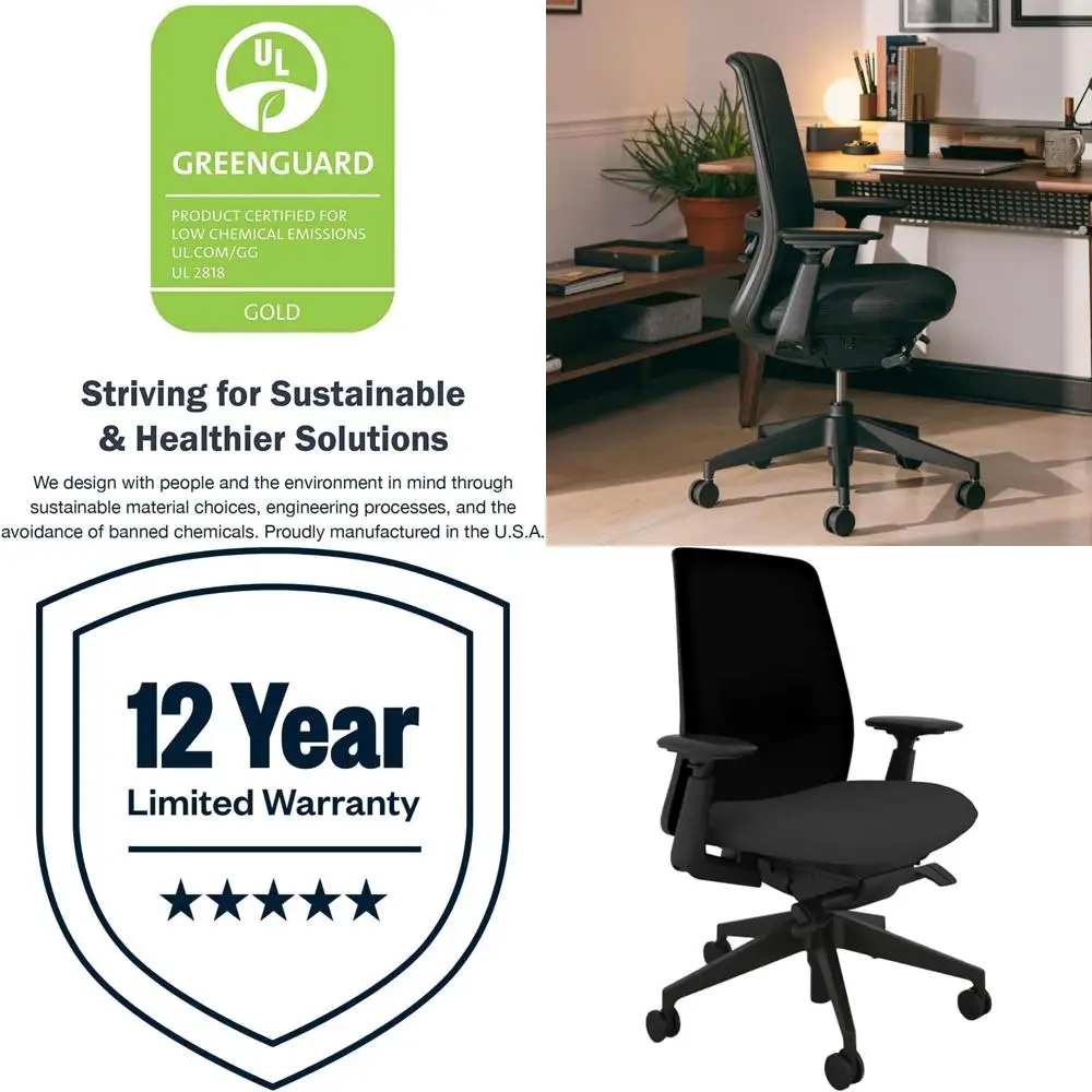 

Ergonomic Adjustable Lumbar Support Chair, Mesh Back Office Desk Chair for Home or Work, Carbon