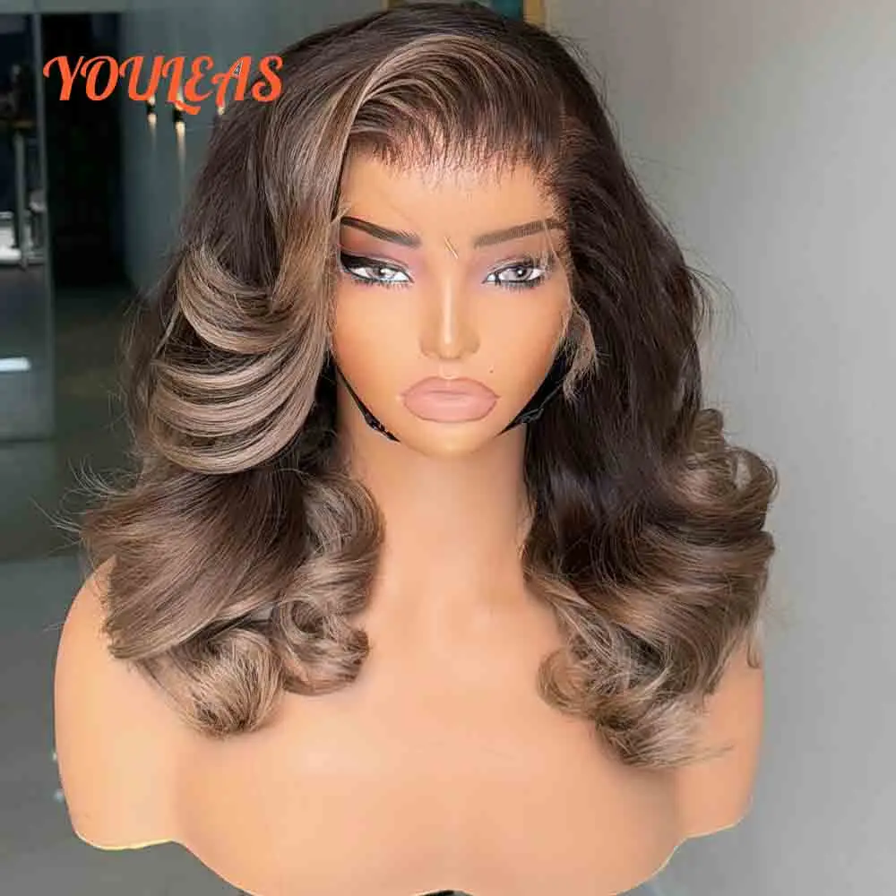 

Ash Blonde Loose Wave Ombre 1b/Grey Colored Wig 13x4 Transparent Lace Front Glueless Human Hair Wig Pre plucked Ready To Wear