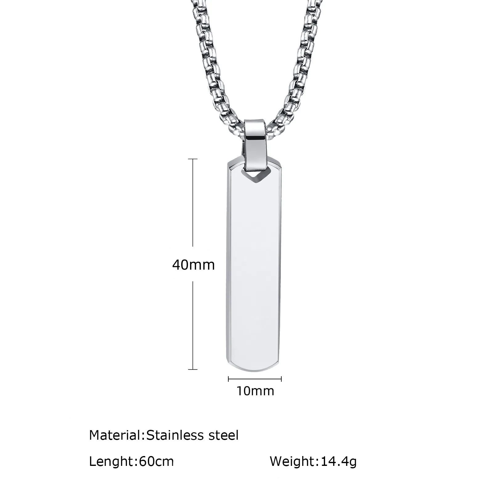 Hot Sale Glossy Stainless Steel Geometric Long Pendant Men Minimalist Fashion Titanium Steel Necklace Jewelry
