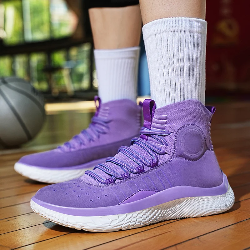 Fashion Purple Basketball Sneakers Men Profesional High Top Sports Shoes Man Lightweight Basketball Shoes Men Athletic Sneakers