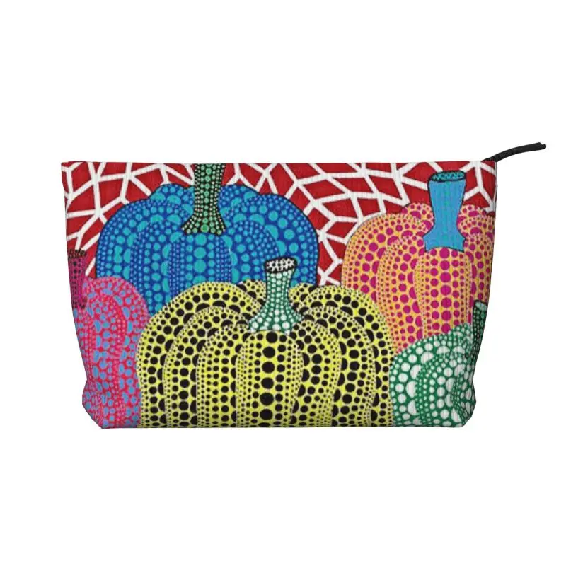 Custom Yayoi Kusama Abstract Painting Corduroy Makeup Bag Women Portable Cosmetic Toiletry Bags Lightweight Storage Organizer