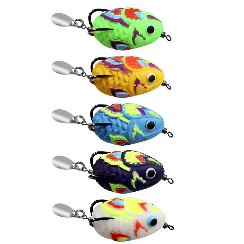 1PCS Frog Fishing Lures 4.5CM 11G Silicone Bait With Spoon Double Hooks Top Water Soft Plastic Frog Bait Soft Jump Frog Baits