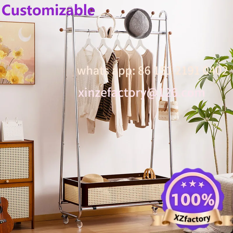 Customizable Solid Wood Coat Rack Hanger Floor Floor Hanging Bedroom Simple Household Removable Storage Lazy Hanger