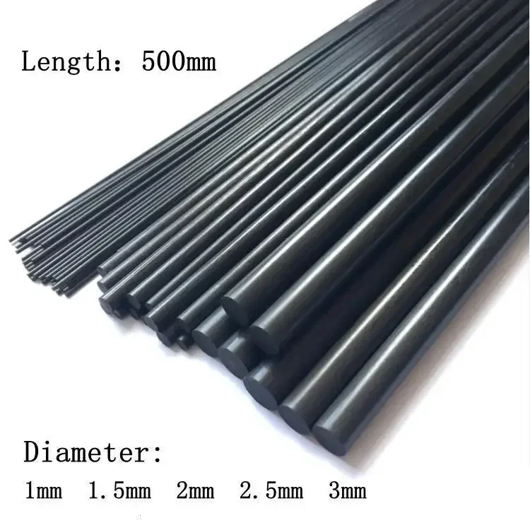 20pcs/lot New Carbon Fiber Rods for RC Plane DIY tool wing tube Quadcopter arm 1mm 1.5mm 2mm 3mm (500mm) Wholesale