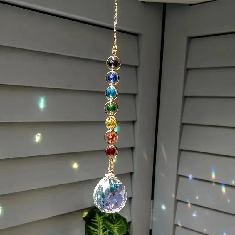 

1pc Colorful Crystal Sun Catcher Rainbow Maker Prism with Hanging Chain for Thanksgiving Home Decoration