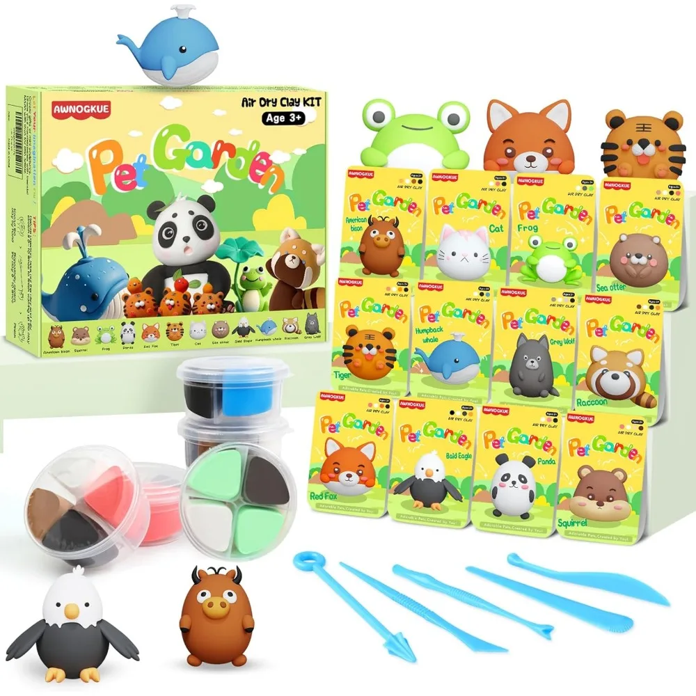 

Air Dry Clay for Kids，12 Boxs Modeling Clay Kit with 5 Sculpting Tools, Safe Non-Toxic Model Magic Clay, DIY Art and Crafts Toy