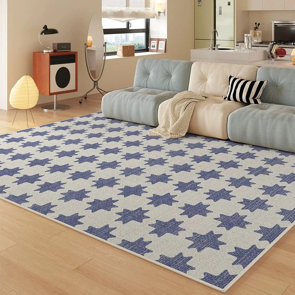 Blue French Large Area Carpet for Living Room Rug Short Plush Soft Bedroom Mat Home Decoration Rugs Alfombra Salón Grande 거실카페트
