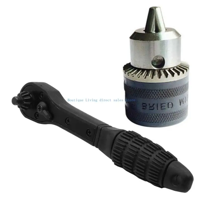 

2 in 1 Universal Hand Drill Ratchet for Key Wrench Drill Chuck Spanner Handle Combo Grip Repair Tool