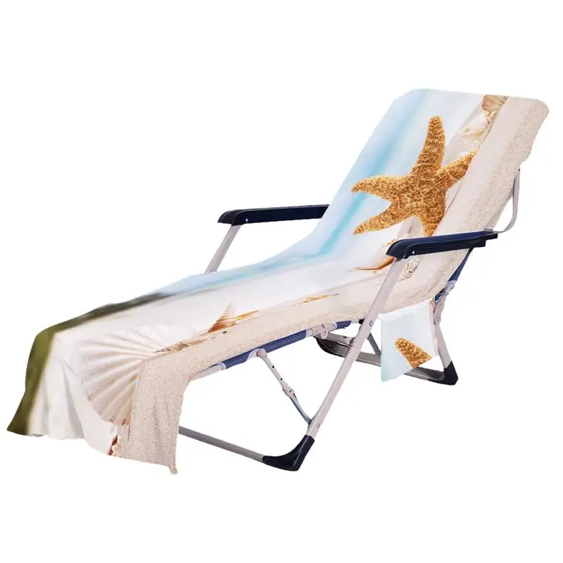 

Summer Beach Lounge Chair Cover With Pockets Quick Drying Outdoor Garden Beach Towel Sunbath Pool Party Lounger Chair Cover