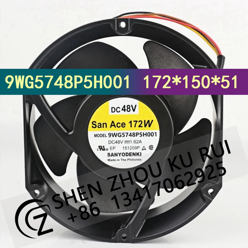 New Sanyo cooling fan 48V 1.62A 17251 Axial flow inverter Waterproof silent 9WG5748P5H001