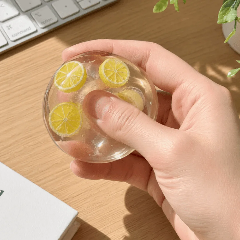 Strawberry Coconut Oil Squishy Ball Watermelon Orange Fruit Coconut Balls Squeeze Transparent Clear Jelly Squishy Pearl Squishy
