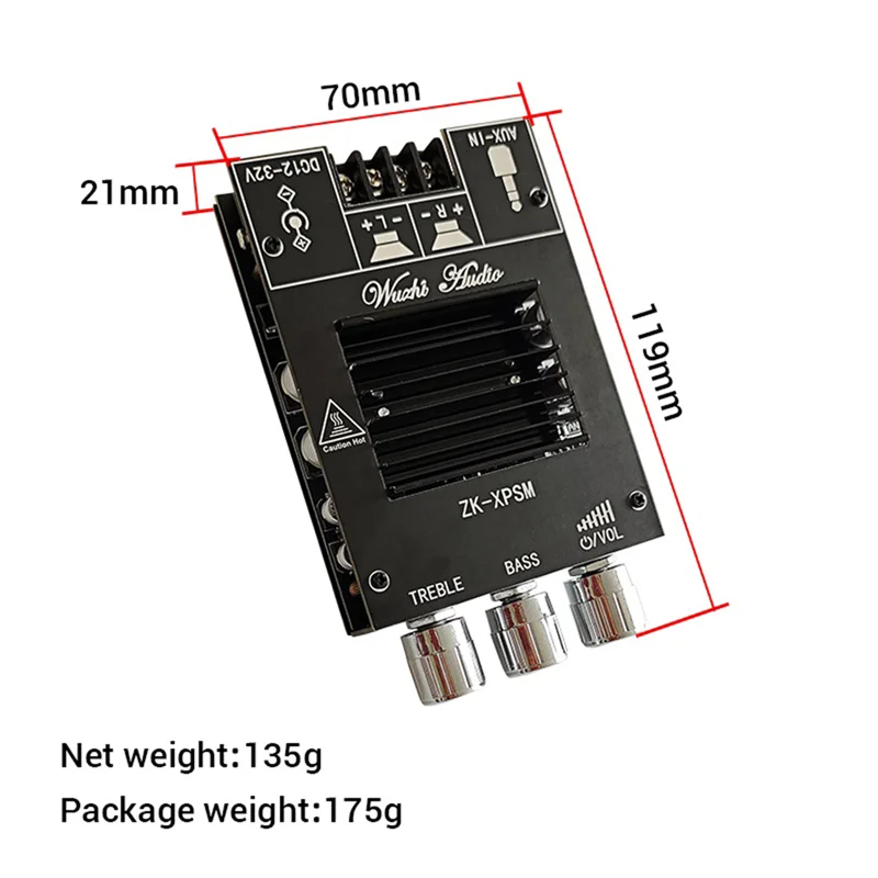 

POP-lZK-XPSM Audio Amplifier Board 150Wx2 TDA7498E Stereo Bass Adjustment Bluetooth Audio Power Amplifier Board
