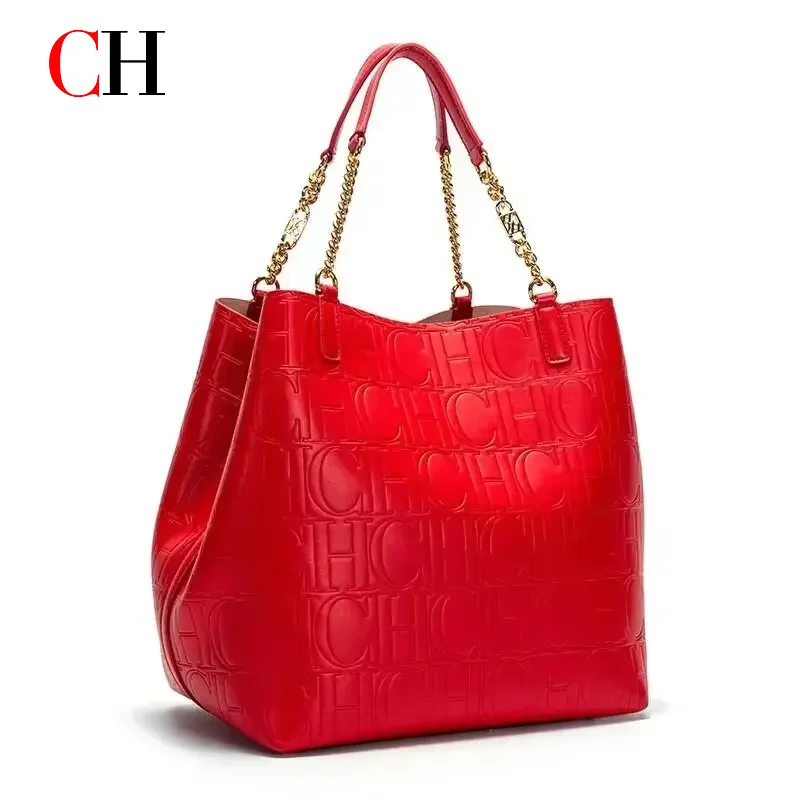 CH High Quality Solid Color Simple Style Women's Large Capacity Handbag Suitable Daily Commuting Fashionable Versatile