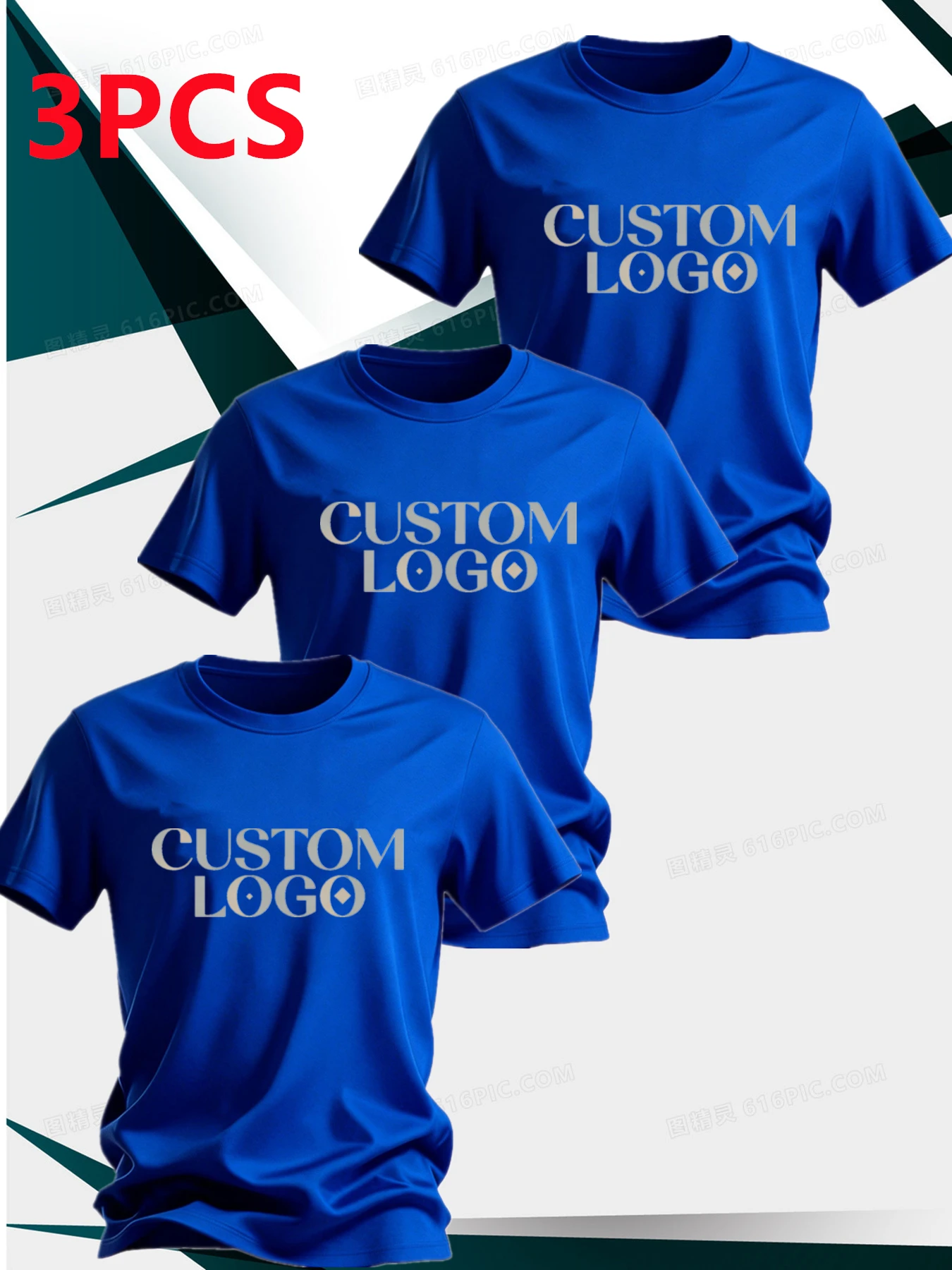 3-Piece Customized Print T Shirt Men Women Custom Tops Tees DIY Your Like Photo Or Logo T-shirt Personalized Men Clothing