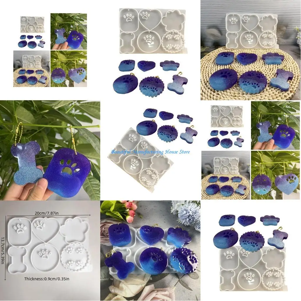 

E56A High Quality Silicone Dog Keychain Mould Realistic Dog Themed Keyrings Silicone Mold for Keychains and Hanging Ornaments