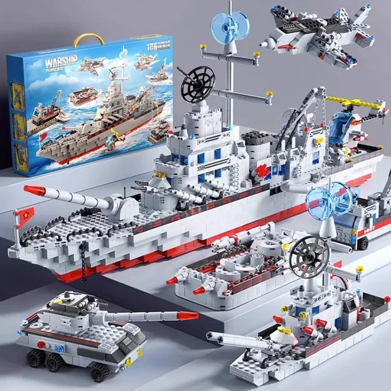 

Toy Building Blocks Military Naval Ship Building Blocks Puzzle Brain Warship Building Blocks Model Toys Gift Boy Toys