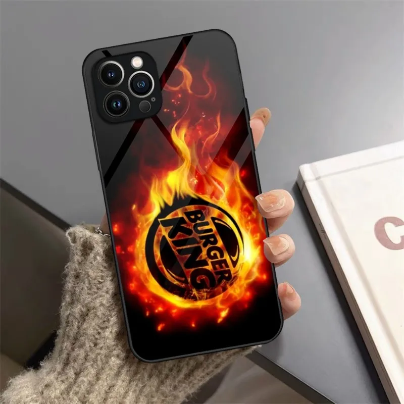 Burger King Logo Phone Case Tempered Glass For IPhone 13 14 12 11 Pro XS Max Plus Mini X XR 8 7 6s SE2020 Cover