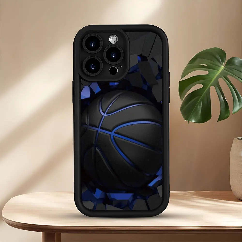 

Pebble basketball pattern phone case for iPhone 16 15 14 13 12 11 Pro/ Max/Plus shock-proof rear cover anti-fingerprint