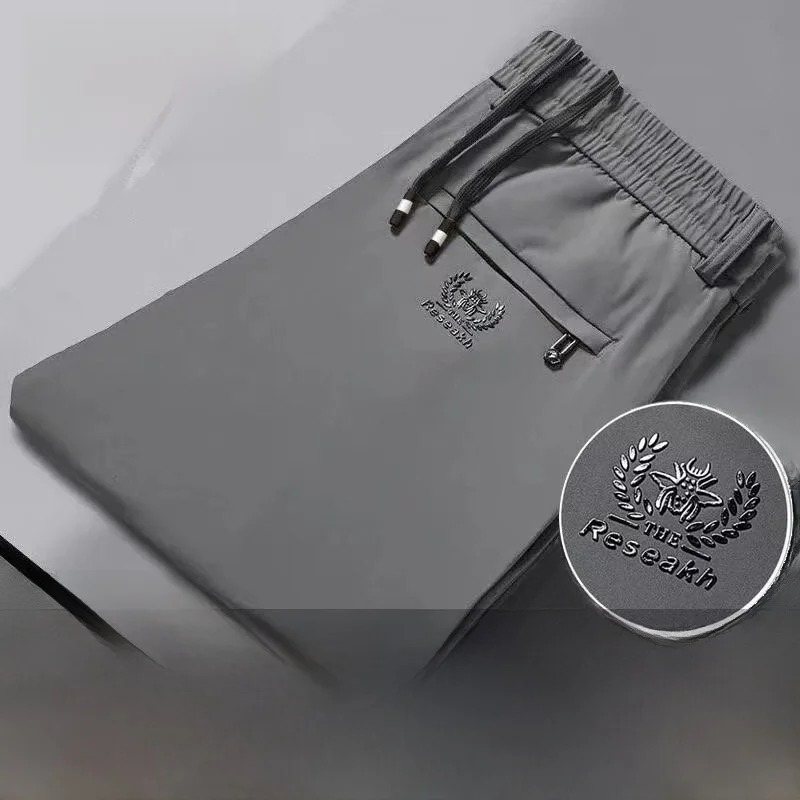 

Ультратонкие брюки из ледяного шелка для мужчин: повседневные, свободного кроя, летние, прямые, неэластичные