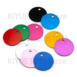Wholesale 100Pcs Dog Id Tags Round DIY Personalized Dogs Id Tag Pet Name Plate Aluminum Tag Engraving Name Anti-lost Pendant