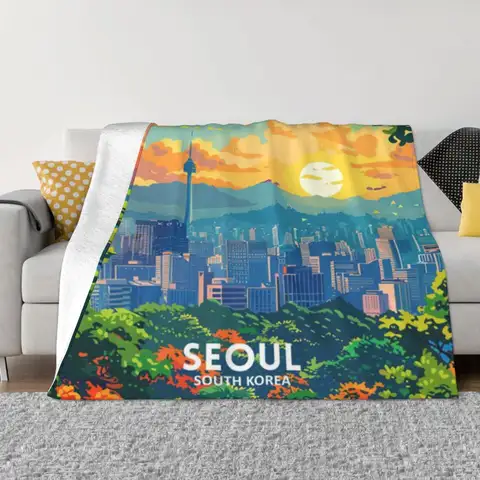 울트라 소프트 마이크로 플리스 담요, 미니멀한 서울 한국
