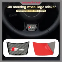 3D Carbon Fiber Black RS Logo S Line Emblem Car Steering Wheel Badge Sticker For Audi A1 A3 A4 A5 A6 A7 S3 S4 S5 S6 Accrssorie