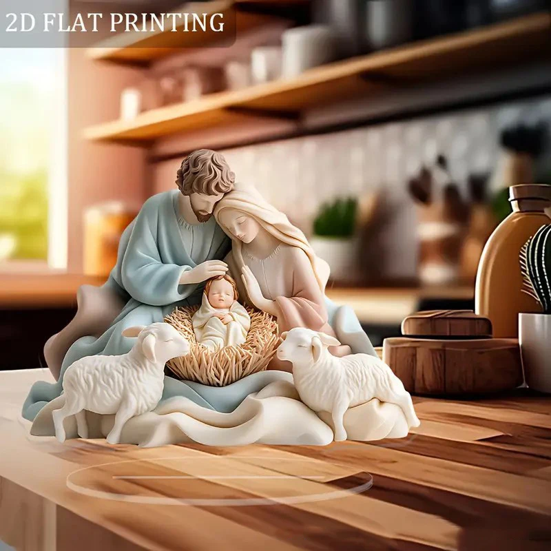 منضدية الفن الواقف الاكريليك 2D مطبوعة رمزية ديكور متعدد تصميم مجموعة لمكتب الرف عرض 2026 المهد يسوع الولادة المشهد #2