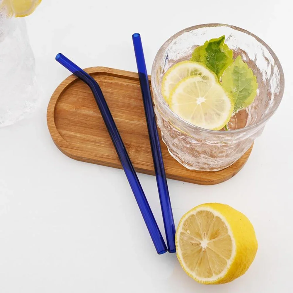 9Pcs Reusable Glass Straws Eco-friendly Drinking Straws for Smoothie Milkshakes Tea Juice Cocktail Straw with Brush Bag