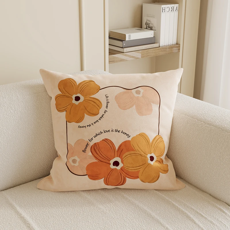 Simple Creamy Style Sofa Pillow Core Included Bedroom Living Room Decorative Cushion Removable And Washable Hotel Backrest