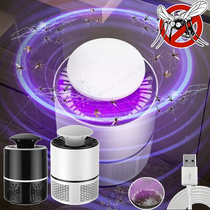 UV Mosquito Killer Lamp USB Powered Silent Electric Bug Zapper Fly Trap Portable for Home Bedroom Office Outdoor